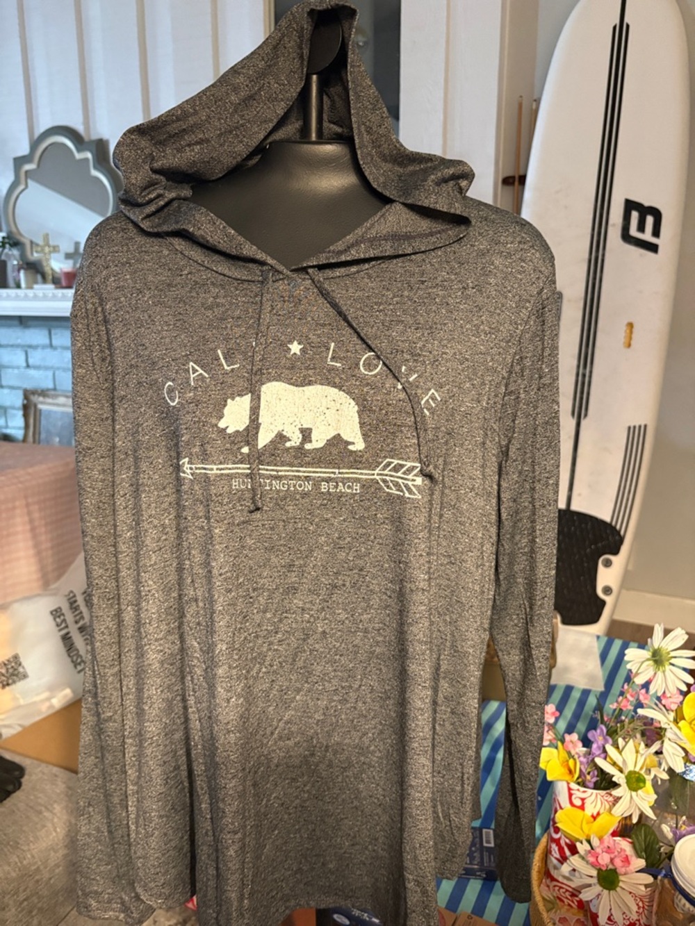 Huntington Beach Gray Hoodie Shirt